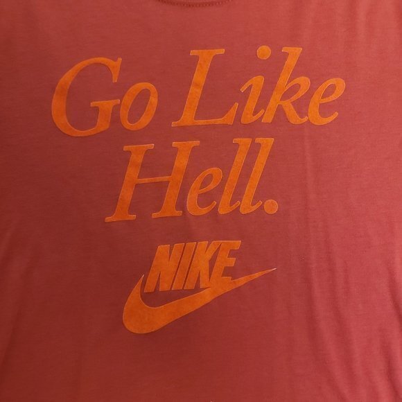 Vintage Nike Mens Size Medium Red Gray Tag Go Like‎ Hell Ss T Shirt - Picture 2 of 4